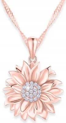 Image de Collier plaqué or Fleur de vie avec cristaux de zircone blancs, argent 925