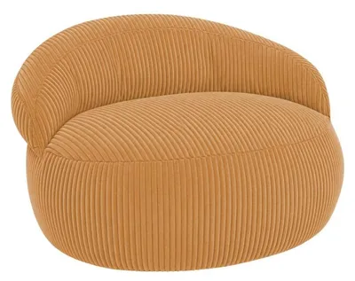 Image de Pouf XXL déhoussable en velours côtelé BANANAIR 110x100 cm jaune moutarde