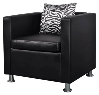 Produktbild von Sessel für Wohnzimmer und Schlafzimmer, modernes Einzelsofa, Loungesessel, Relaxsessel, Schwarz Kunstleder