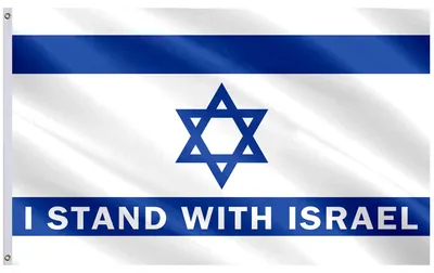 Produktbild von Israelflagge mit der Aufschrift "Ich stehe an der Seite Israels", 7,6 x 12,7 cm, Polyester mit Messingösen