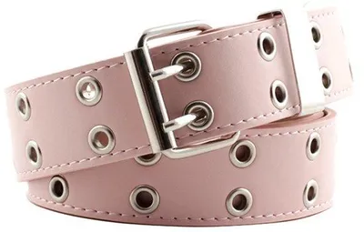Image de Ceinture en similicuir - 110 × 3,3 cm - ceinture à rivets - ceinture unie à double perforation - style punk - ceinture de cosplay - ceinture hip-hop - ceinture gothique pour jupe - mode décontractée pour jeans - ceinture décorative