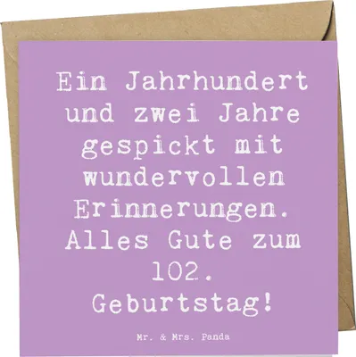 Produktbild von Mr. & Mrs. Panda Grußkarte Spruch 102. Geburtstag - Lavendeltraum - Geschenk, Glückwunschkarte, Geburtstagsgeschenk, faltkarte, Happy Birthday, anlasskarte, Klappkarte