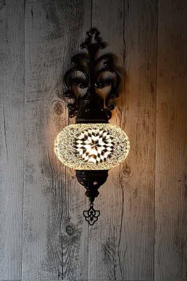 Obrázek produktu pro Oosterse nástěnná lampa – ručně vyrobená mozaiková lampa z Turecka – Ø 12 cm, výška 28 cm – autentická a dekorativní