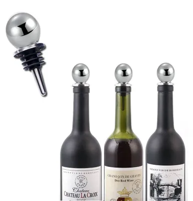 Weinflaschenverschluss aus Edelstahl, Kugeldesign, Silber