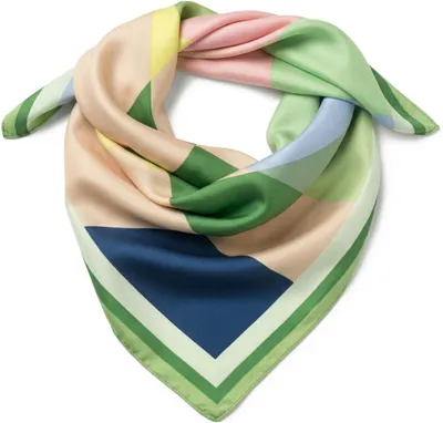 Produktbild von styleBREAKER Damen Nickituch mit Rauten Muster & Colour Blocking | quadratisches Halstuch 70x70 cm | weiches Satin Tuch für Frühling & Sommer