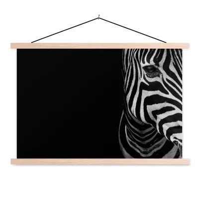 Produktbild von MuchoWow® Textilposter Tiere - Zebra - Schwarz - Weiß 60x40 cm mit holzfarbenen Rahmen - Bilder