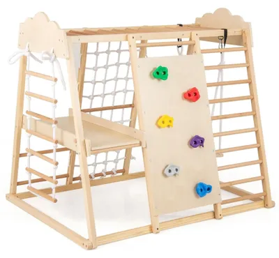 Immagine prodotto di Set da palestra per interni 8 in 1 con scivolo e altalena