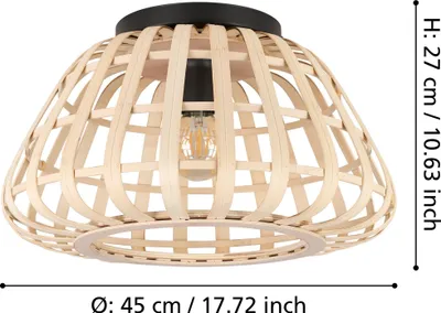 Image de EGLO Montezuelo, 1 ampoule(s), E27, IP20, noir, naturel/naturel, bois