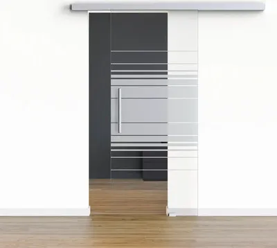 Produktbild von Pertura Glasschiebetür Komplettset Glera Horizon 900x2050 mm inkl.Beschlag Selir Aluminium natur,Stangengriff