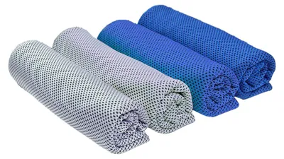 Produktbild von 4er-Pack Kühlhandtücher (30 x 100 cm) für Nacken, aus atmungsaktivem, eisweichem Mikrofaser-Kühlhandtuch für Yoga, Golf, Fitnessstudio, Camping und Laufen