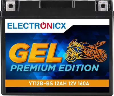 Immagine prodotto di Batteria per moto Electronicx YT12B-BS GEL 12 V 12 Ah 160 A/EN – Senza manutenzione, a tenuta stagna, elevata potenza di avviamento ▶ Batteria premium 12 V senza manutenzione  Spedizione in Germania