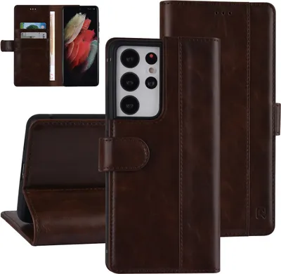 Produktbild von UNIQ Accessory Book type case Galaxy S21 Ultra - Dark Brown - PolyurethanLeather