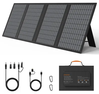 Immagine prodotto di Pannello solare portatile - Caricabatterie solare pieghevole da 60 W - Monocristallino, efficienza del 24% - 3 pannelli - Ideale per cellulari, campeggio, escursioni - Pannello solare da 60W