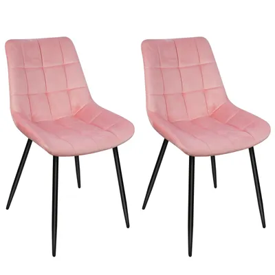 Produktbild von Supfine 2er Set Esszimmerstühle mit Samtbezug,Küchenstuhl,Metall Gestell Rosa