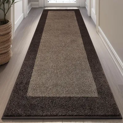 Zdjęcie produktu dla Dywanik do prania, 80 x 182 cm, kolor brązowy, antypoślizgowy, idealny do przedpokoju, kuchni lub sypialni