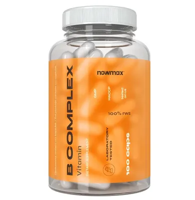 Produktbild von nowmax® Vitamin B Komplex 90 Kapseln – B1, B2, B3, B5, B6, B7, B9, B12