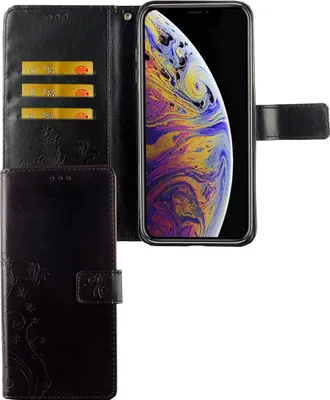 Produktbild von Apple iPhone XS Max Handy Hülle Schutz-Tasche Cover Flip-Case Kartenfach Schwarz