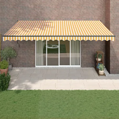 Obrázek produktu pro The Living Store Elektrická markýza s klikou žlutá a bílá 5x3 m