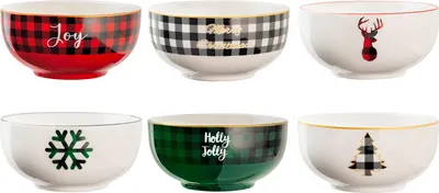 Produktbild von H&h 6er Set verschiedene Tartanschalen 14 cm