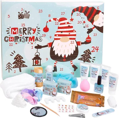 Image de Calendrier de l'Avent beauté BRUBAKER Cosmetics 2025 pour femmes et filles, 24 produits de soins corporels et accessoires de spa, motif « lutin de Noël », cadeau XXL