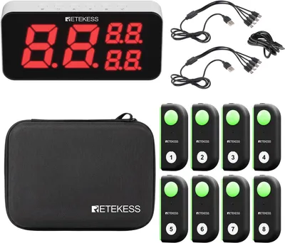 Produktbild von Retekess TM103 Quiz‑Buzzersystem, Griffdesign, Bildschirmdarstellung, 50M, einfache Kopplung, Antwort‑Buzzer für Quizabend, Partyspiele Schule