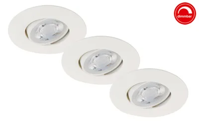 Immagine prodotto di Lampade da incasso a LED dimmerabili orientabili Set da 3 5 W bianco plastica Briloner