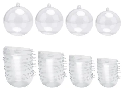20 transparente Kunststoff-Weihnachtskugeln, 3-6 cm, zum Befüllen