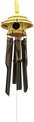 Produktbild von PolkaHome® Bambus-Windspiel mit Vogelhaus – Handgefertigt, nachhaltig, ca. 90 cm, Naturbraun