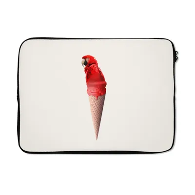 Produktbild von MuchoWow® Laptop Hülle 13 Zoll Eiscreme - Papagei - Rot - Eistüten - Weiß Laptoptasche - Laptophülle - Sleeve - Rundumschutz