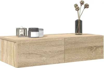Produktbild von "2024"cloris Wandregal mit Schubladen Sonoma-Eiche 60x26,5x15 cm - Wandregale CHY98986406