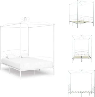 Produktbild von vidaXL Himmelbett-Gestell Weiß Metall 120 x 200 cm -  Betten & Bettgestelle