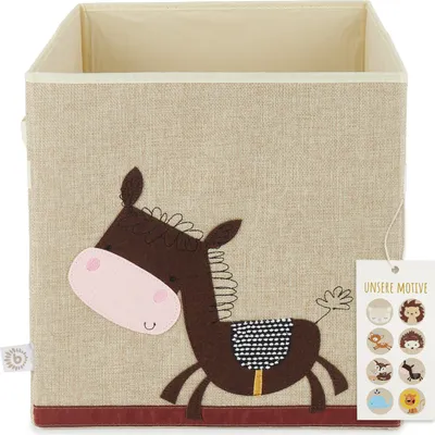 Produktbild von Bieco Aufbewahrungsbox Kinder - Süße Esel Spielzeugkiste faltbar - 33x33x33 cm - ideal für Kallax Regal - Boxen Aufbewahrung Kinderzimmer - Kuscheltier Zoo Aufbewahrung Aufbewahrungsbox für Kinder