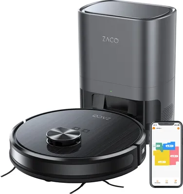 Produktbild von ZACO A10 Pro Saugroboter mit Wischfunktion, 2,5l Absaugstation bis 60 Tage, Lasernavigation, 3000Pa, für Tierhaare, Raumerkennung, leise, App, Alexa