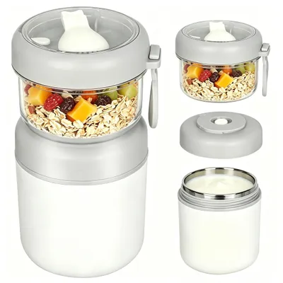 Müslibecher to go 2-in-1, 530+330 ml, Edelstahl, auslaufsicher