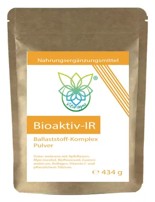 Produktbild von VITARAGNA® Bioaktiv-IR Ballaststoff-Komplex Pulver mit Apfelfasern, Myo-Inositol, Bioflavonoid, Akazien (Gummi arabicum), Kollagen, Silizium - für Darmflora und Darm-Bakterien, 434g
