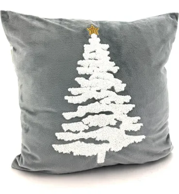 Produktbild von Heimtexland Deko Kissen Winter Flanell bestickt Weihnachtsbaum Stern Zierkissen Dekoration Weihnachten Geschenkidee HxB 40x40 cm Kissenhülle Typ652 Tannenbaum