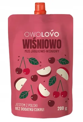 Obrázek produktu pro Owolovo Ovocné pyré bez přidaného cukru - jablko, třešeň (200g), 101630