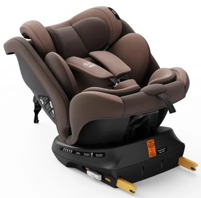 Produktbild von BUF BOOF® P100 Kindersitz i-Size R129 40–150 cm 360° drehbar ISOFIX Autositz mit Seitenaufprallschutz, Liegefunktion bis 165° Coffee