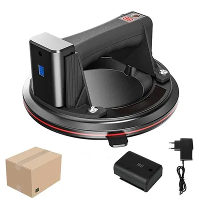 Image de Ventouse électrique à vide - Ventouse de 20 cm - Capacité de charge de 200 kg - Batterie au lithium - Pour le verre, le carrelage et le granit - Emballage en carton - Orange