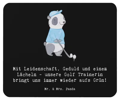 Produktbild von Mr. & Mrs. Panda Mauspad Golf Trainerin Leidenschaft - Schwarz - Geschenk, Sportart, Mousepad, Dankbarkeit, Golfen, Danksagung, Mouse Pad, pc, Golfkunst, laptop, computer