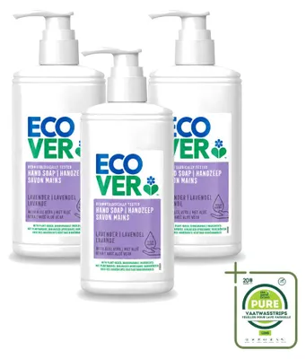 Image de 3 savons pour les mains Ecover - Lavande et Aloe Vera - 250 ml - Lot de 3