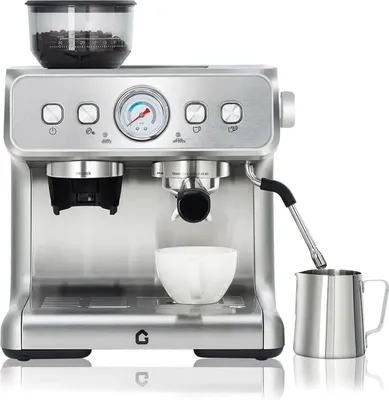 Produktbild von Espressomaschine Kaffeemaschine - Vollautomatische Espressomaschine - 1500W 15 bar - Integrierte Mühle - Milchaufschäumer Dampflanze - Edelstahlgehäuse - Silber - EU Stecker