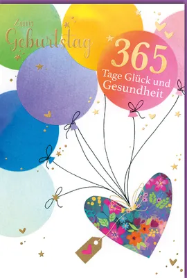 Produktbild von Geburtstag - Glückwunschkarte im Format 11,5 x 17 cm - Herz + Luftball