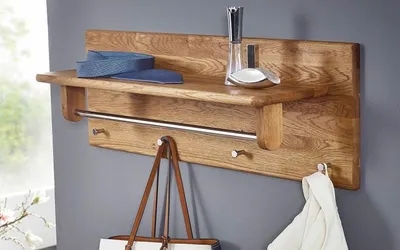 Produktbild von Wandgarderobe 81x30cm 'Bayreuth' Wildeiche massiv