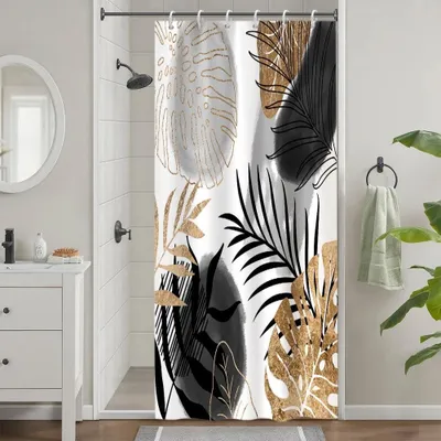 Imagen del producto de Cortina de ducha resistente al moho, 90 x 180 cm, diseño tropical para el baño