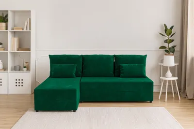 Zdjęcie produktu dla Narożnik KUBO L FIT z funkcją spania 120x200, pojemnik na pościel, uniwersalny L/P, Kronos 19 butelkowa zieleń, 206 cm