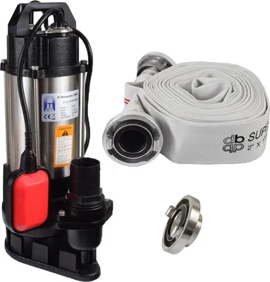Produktbild von Agora-Tec® Bau-, Abwasser- und Schmutzwasserpumpe 550W mit 10 Meter C-Schlauch und STORZ Kupplung