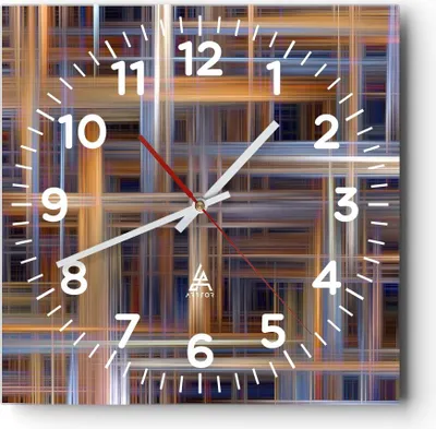 Produktbild von Wanduhr - Quadrat - Glasuhr - Abstraktion modern - 40x40cm - Schleichendes Uhrwerk - Lautlos - zum Aufhängen bereit - Dekoration Modern - Wanddekoration aus Glas - C4AC40x40-3430