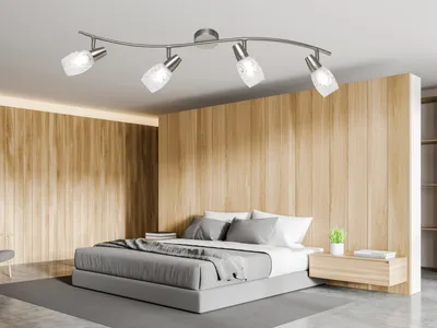 Produktbild von LED Deckenleuchte 4 flammig Lampenschirm Dekorglas Deckenstrahler dimmbar