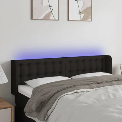 Produktbild von Cloris Designermöbel LED Kopfteil Schwarz 147x16x78/88 cm Stoff 2024 Neu